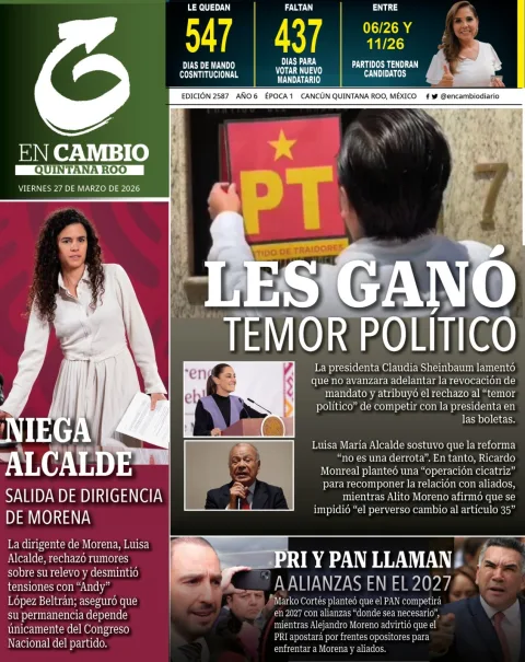 Portada de En Cambio - Quintana Roo (portada) del viernes, 27 de marzo de 2026