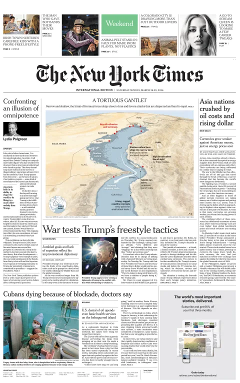 Portada de The New York Times (international)