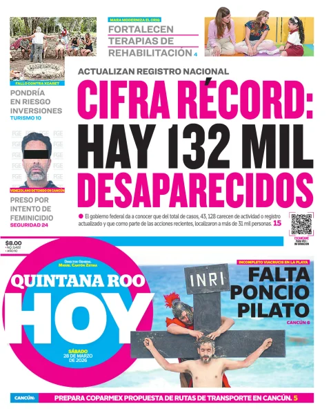 Portada de Quintana Roo Hoy (portada)