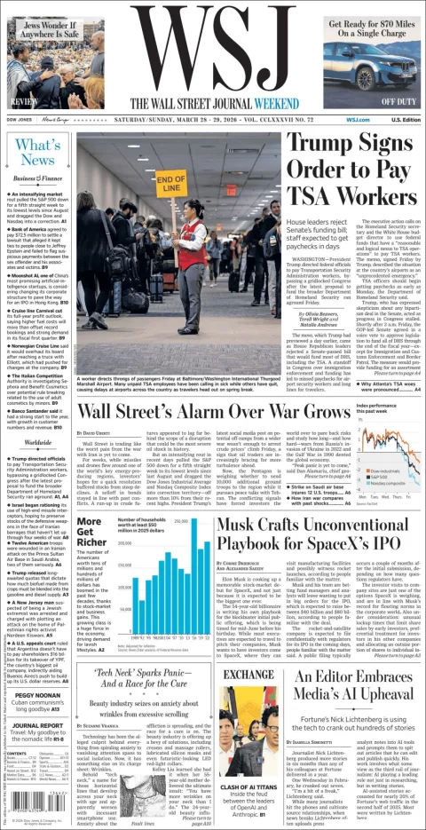 Portada de The Wall Street Journal