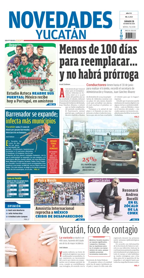 Portada de Novedades Yucatan