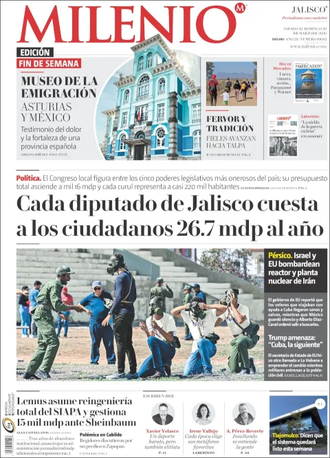 Portada de Milenio Jalisco del sábado, 28 de marzo de 2026
