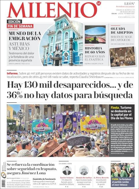 Portada de Milenio Leon del sábado, 28 de marzo de 2026