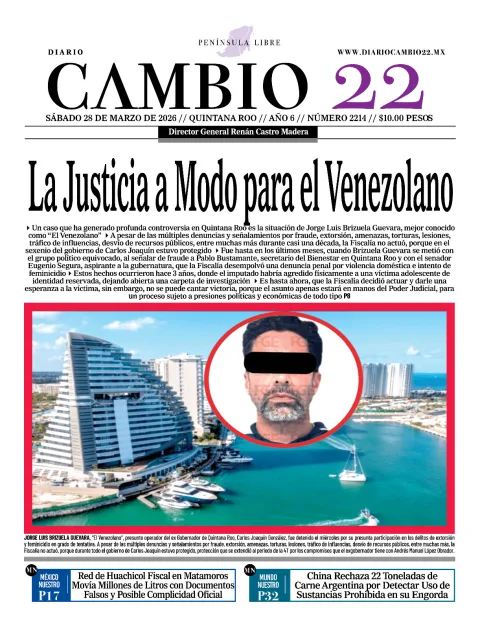Portada de Diario Cambio 22 (contraportada)