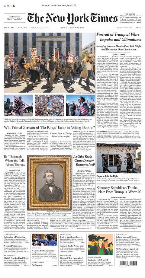 Portada de The New York Times (new York)