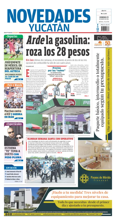 Portada de Novedades Yucatan