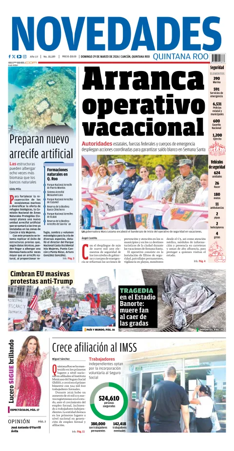 Portada de Novedades Quintana Roo
