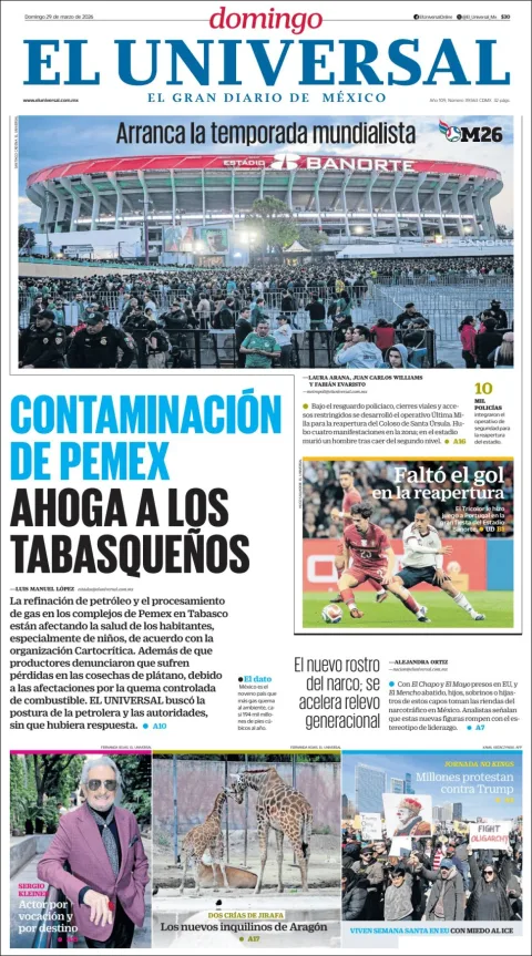 Portada de El Universal