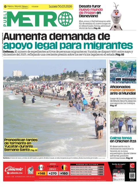 Portada de Publimetro Merida del lunes, 30 de marzo de 2026