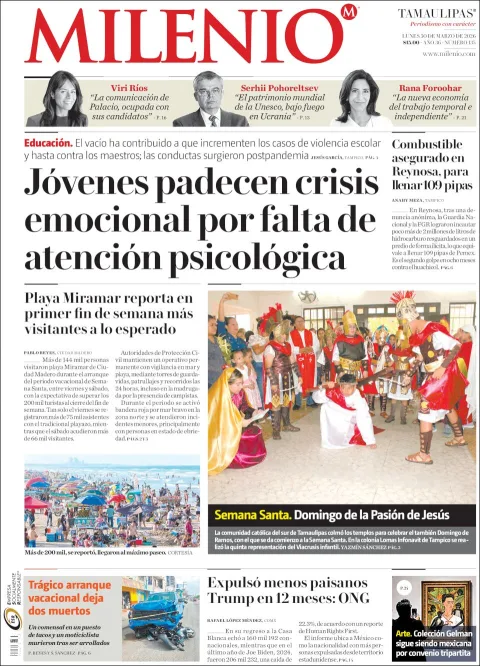 Portada de Milenio Tamaulipas del lunes, 30 de marzo de 2026