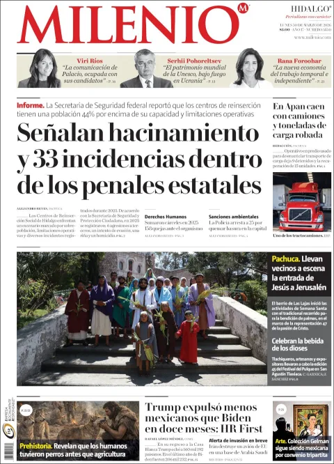 Portada de Milenio Hidalgo del lunes, 30 de marzo de 2026