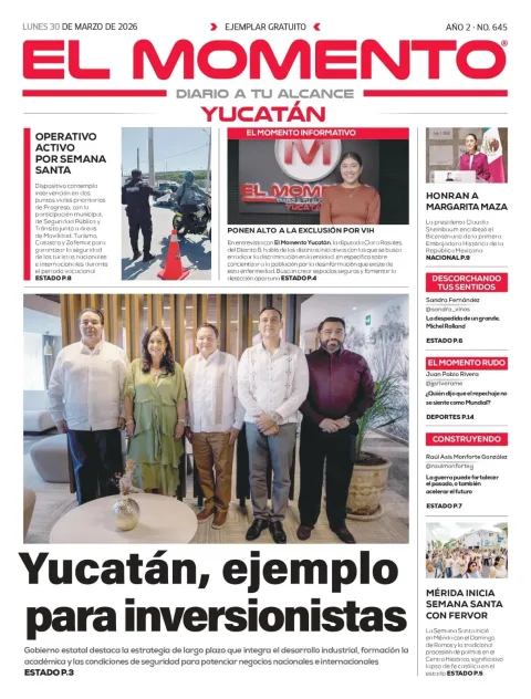 Portada de El Momento Yucatan del lunes, 30 de marzo de 2026