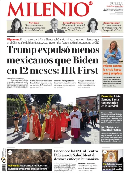 Portada de Milenio Puebla del lunes, 30 de marzo de 2026