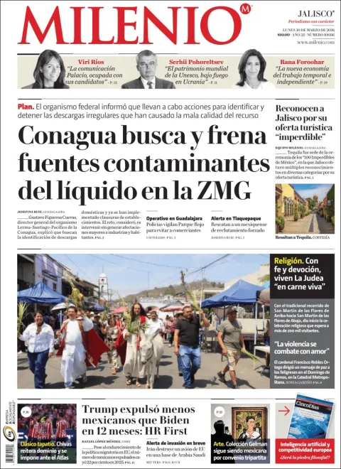 Portada de Milenio Jalisco del lunes, 30 de marzo de 2026