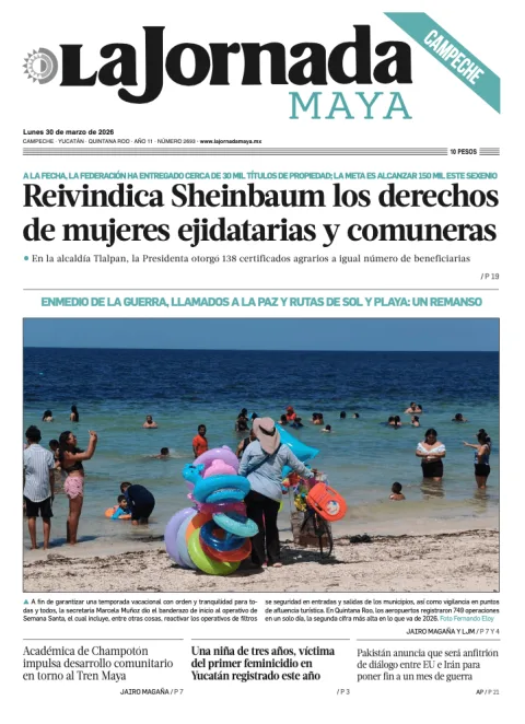 Portada de La Jornada Maya Campeche del lunes, 30 de marzo de 2026