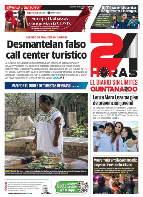 Portada de 24 Horas Quintana Roo