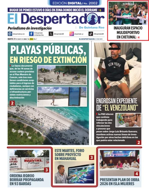 Portada de El Despertador de Quintana Roo del martes, 31 de marzo de 2026