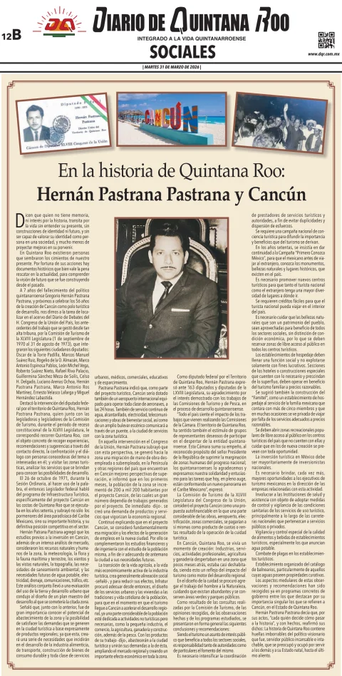 Portada de Diario de Quintana Roo (contra Portada) del martes, 31 de marzo de 2026