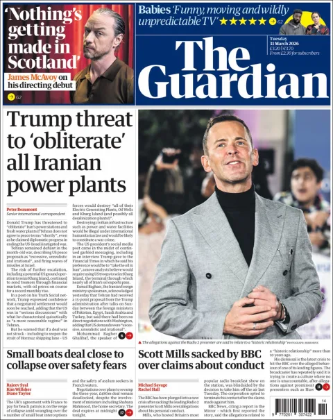 Portada de The Guardian (reino Unido) del 2026-03-31