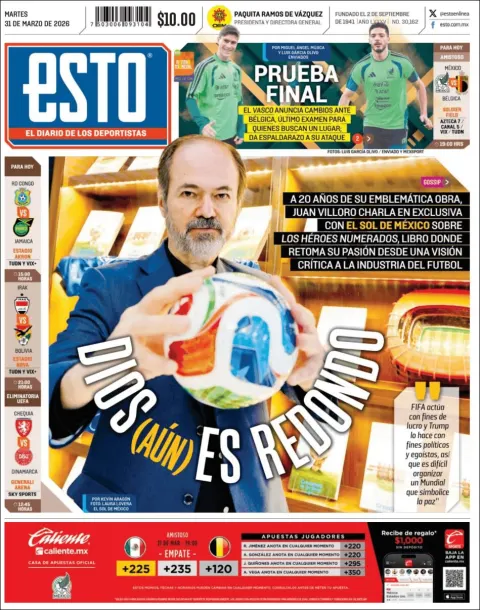 Portada de Esto del martes, 31 de marzo de 2026