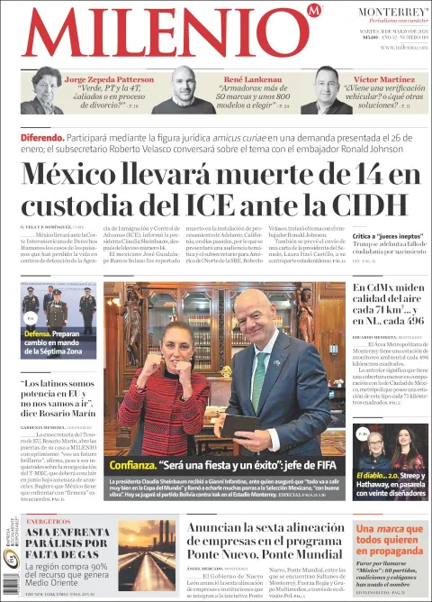 Portada de Milenio del martes, 31 de marzo de 2026