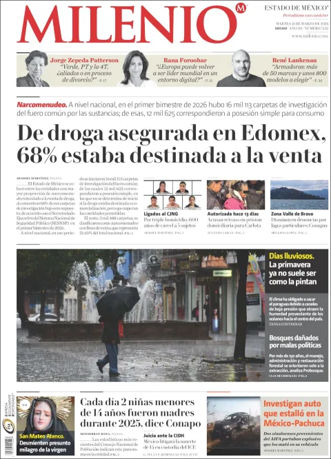Portada de Milenio Edo de Mexico del martes, 31 de marzo de 2026