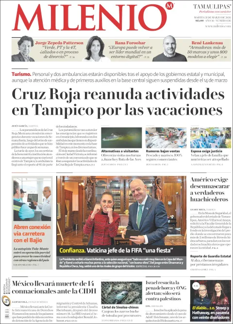 Portada de Milenio Tamaulipas del martes, 31 de marzo de 2026