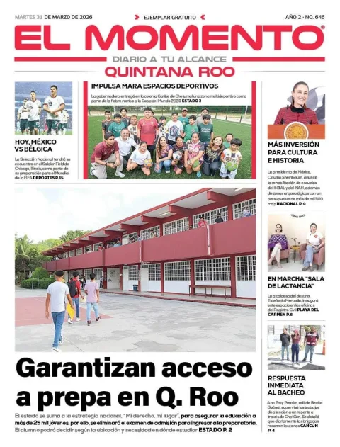 Portada de El Momento Quintana Roo del martes, 31 de marzo de 2026