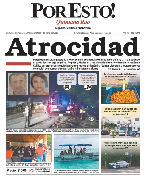Portada de Por Esto (quintana Roo Chetumal)