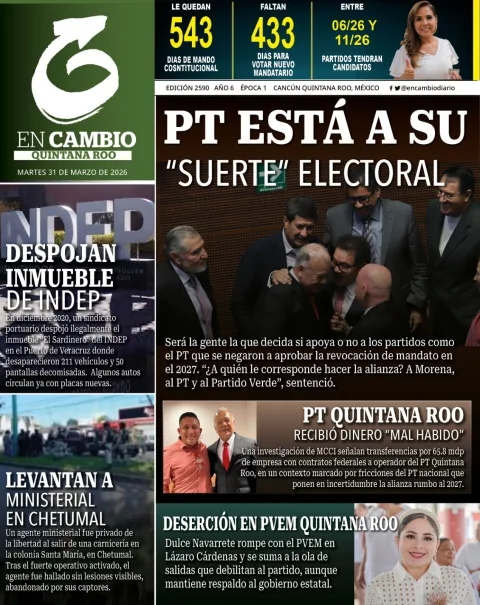 Portada de En Cambio - Quintana Roo (contraportada) del martes, 31 de marzo de 2026