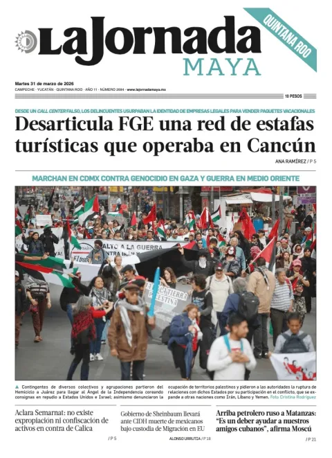 Portada de La Jornada Maya Quintana Roo del martes, 31 de marzo de 2026