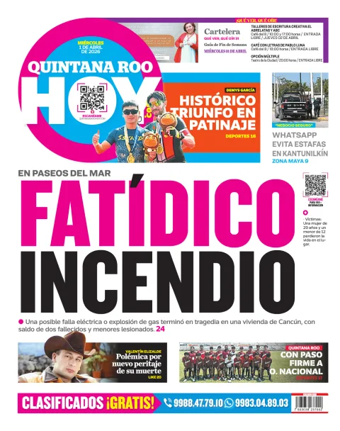 Portada de Quintana Roo Hoy (contraportada)