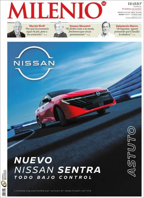Portada de Milenio del miércoles, 1 de abril de 2026