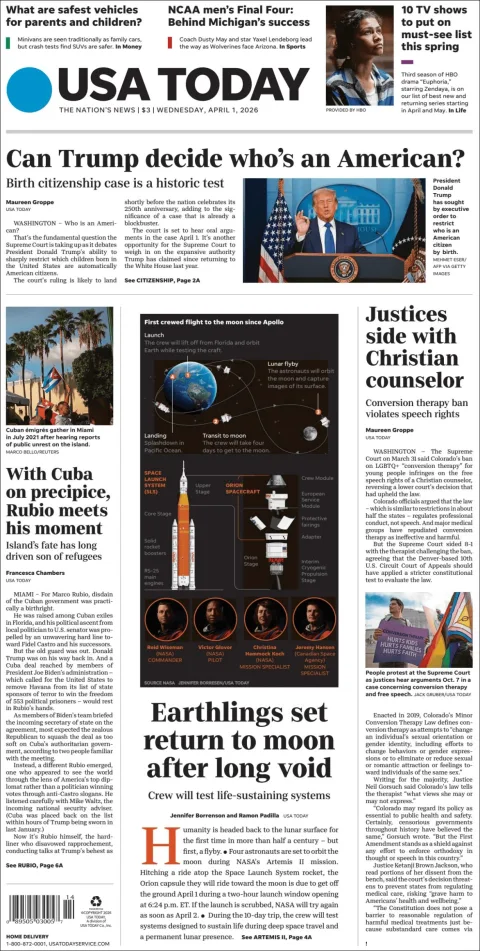 Portada de Usa Today
