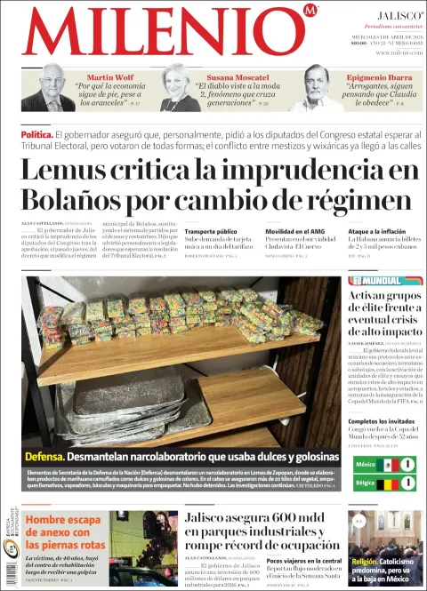 Portada de Milenio Jalisco del miércoles, 1 de abril de 2026