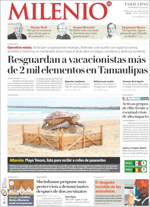Portada de Milenio Tamaulipas del miércoles, 1 de abril de 2026