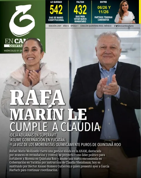 Portada de En Cambio - Quintana Roo (portada) del miércoles, 1 de abril de 2026