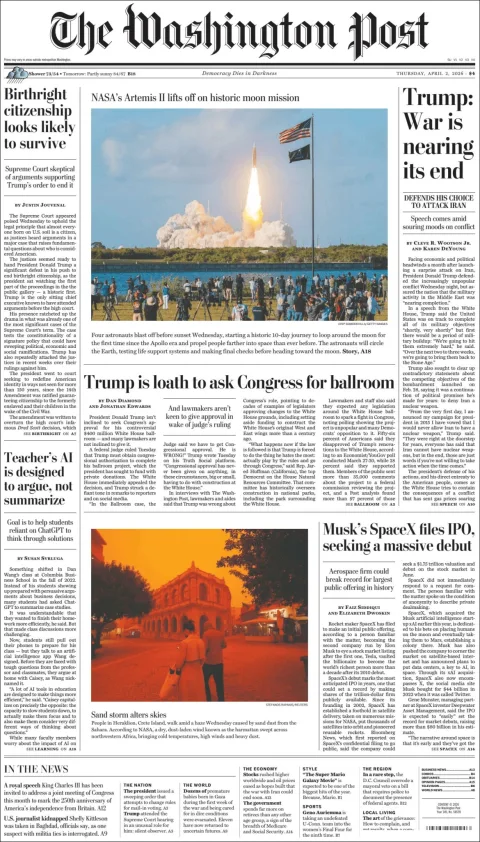 Portada de The Washington Post