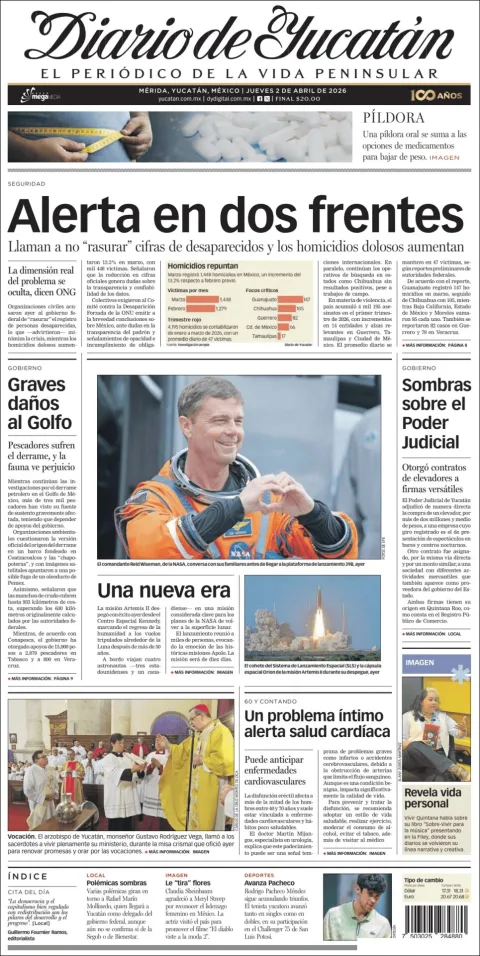 Portada de Diario de Yucatán del jueves, 2 de abril de 2026