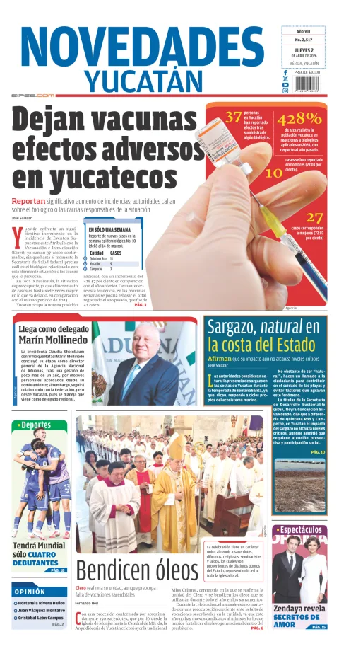 Portada de Novedades Yucatan