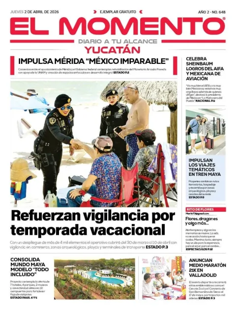 Portada de El Momento Yucatan del jueves, 2 de abril de 2026