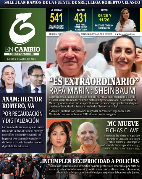 Portada de En Cambio - Quintana Roo (contraportada) del jueves, 2 de abril de 2026