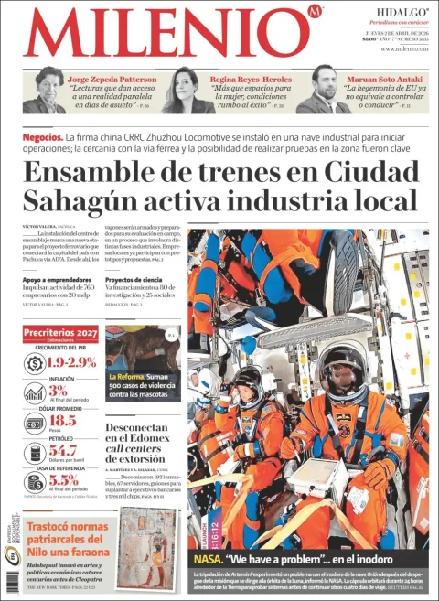 Portada de Milenio Jalisco del jueves, 2 de abril de 2026