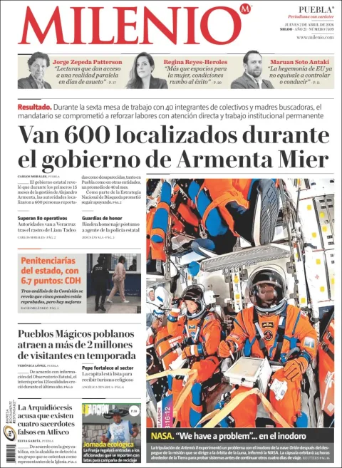 Portada de Milenio Puebla del jueves, 2 de abril de 2026