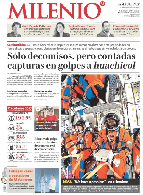 Portada de Milenio Tamaulipas del jueves, 2 de abril de 2026