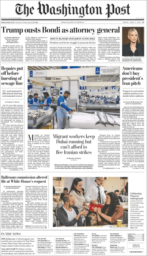 Portada de The Washington Post
