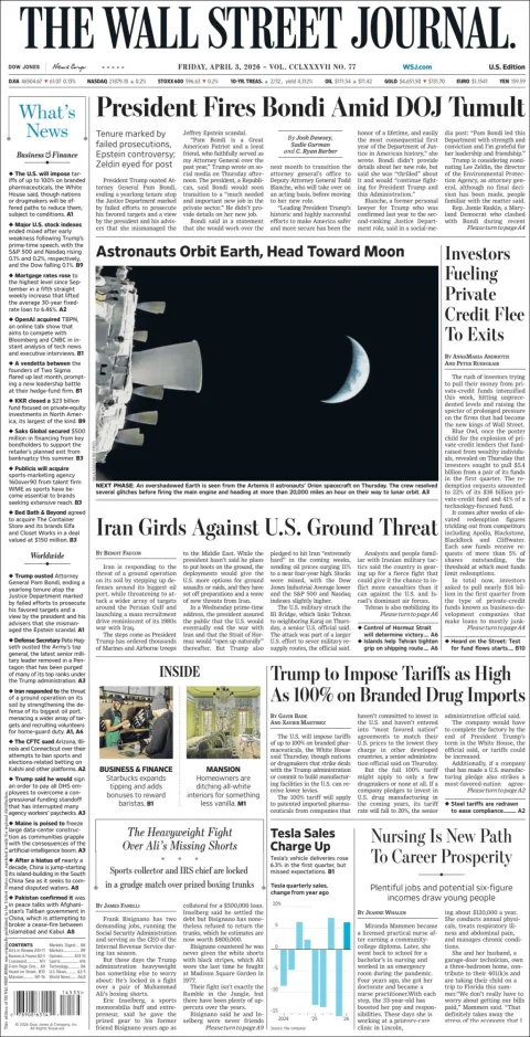 Portada de The Wall Street Journal