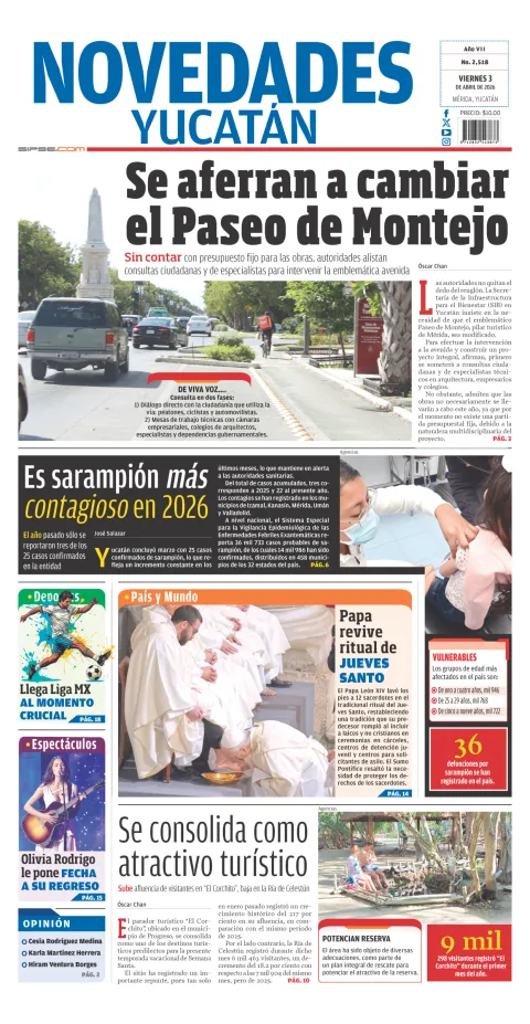 Portada de Novedades Yucatan
