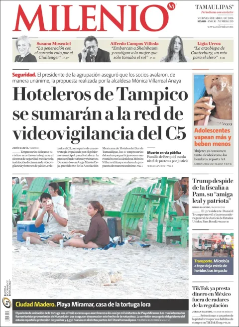 Portada de Milenio Tamaulipas del viernes, 3 de abril de 2026