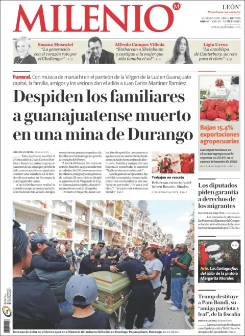 Portada de Milenio Leon del viernes, 3 de abril de 2026